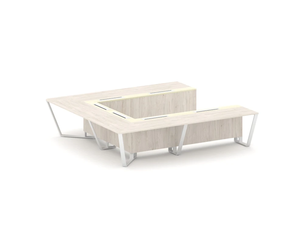 Стол переговорный П-образный ЛДСП/краш. металл/МДФ 3200x3200x750 Стил Мит / Steel Meet