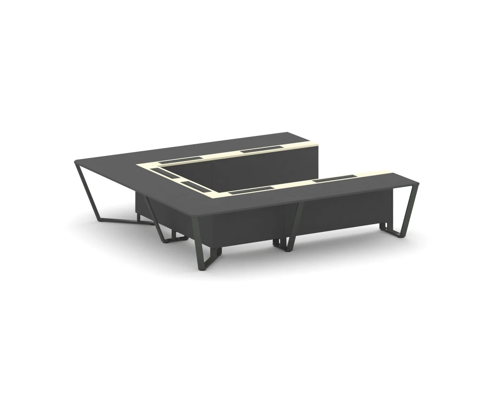 Стол переговорный П-образный ЛДСП/краш. металл/МДФ 3200x3200x750 Стил Мит / Steel Meet