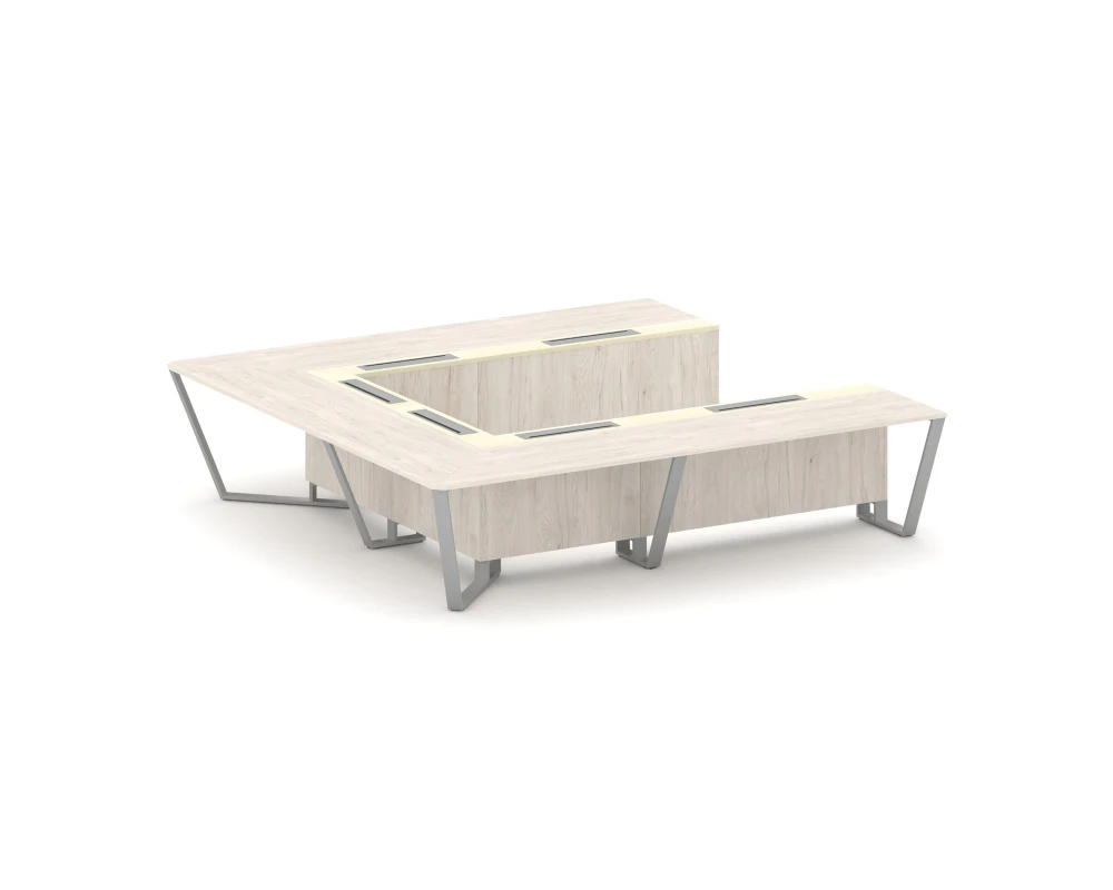 Стол переговорный П-образный ЛДСП/краш. металл/МДФ 3200x3200x750 Стил Мит / Steel Meet