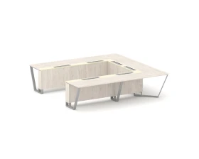 Стол переговорный П-образный ЛДСП/краш. металл/МДФ 3200x3200x750 Стил Мит / Steel Meet images