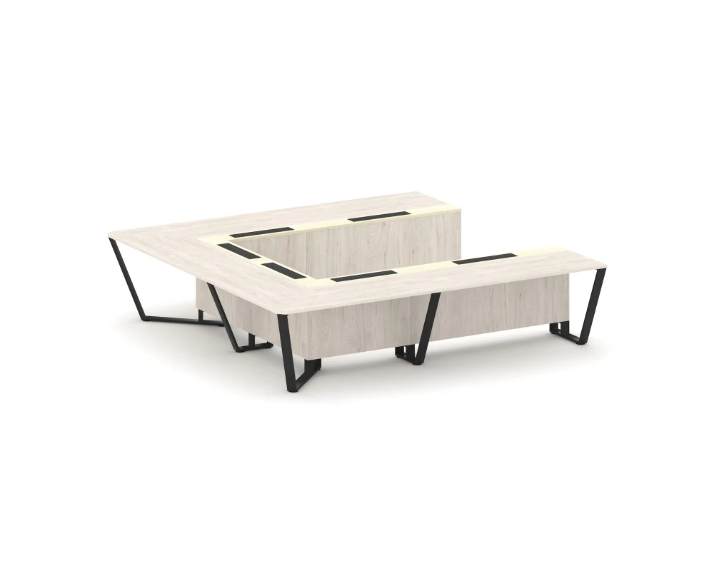 Стол переговорный П-образный ЛДСП/краш. металл/МДФ 3200x3200x750 Стил Мит / Steel Meet