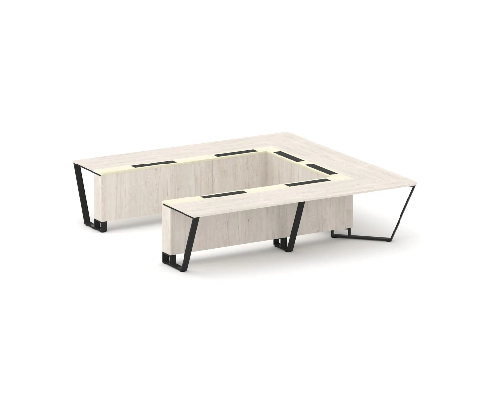 Стол переговорный П-образный ЛДСП/краш. металл/МДФ 3200x3200x750 Стил Мит / Steel Meet