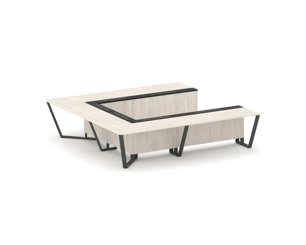 Стол переговорный П-образный ЛДСП/краш. металл/МДФ 3200x3200x750 Стил Мит / Steel Meet