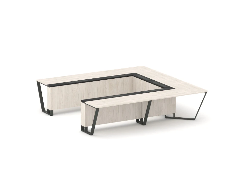 Стол переговорный П-образный ЛДСП/краш. металл/МДФ 3200x3200x750 Стил Мит / Steel Meet