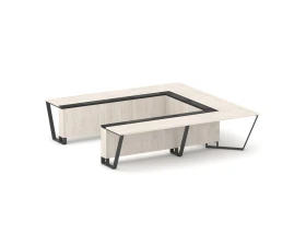 Стол переговорный П-образный ЛДСП/краш. металл/МДФ 3200x3200x750 Стил Мит / Steel Meet images