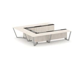 Стол переговорный П-образный ЛДСП/краш. металл/МДФ 3200x3200x750 Стил Мит / Steel Meet images