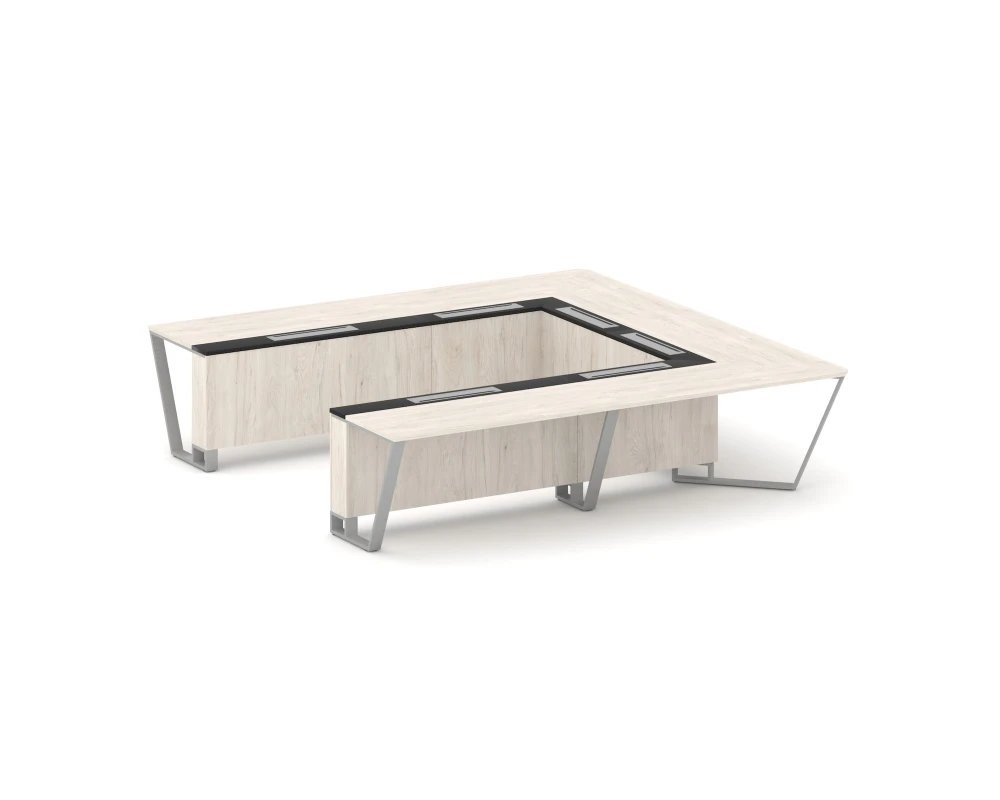 Стол переговорный П-образный ЛДСП/краш. металл/МДФ 3200x3200x750 Стил Мит / Steel Meet