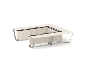 Стол переговорный П-образный ЛДСП/краш. металл/МДФ 3200x3200x750 Стил Мит / Steel Meet images