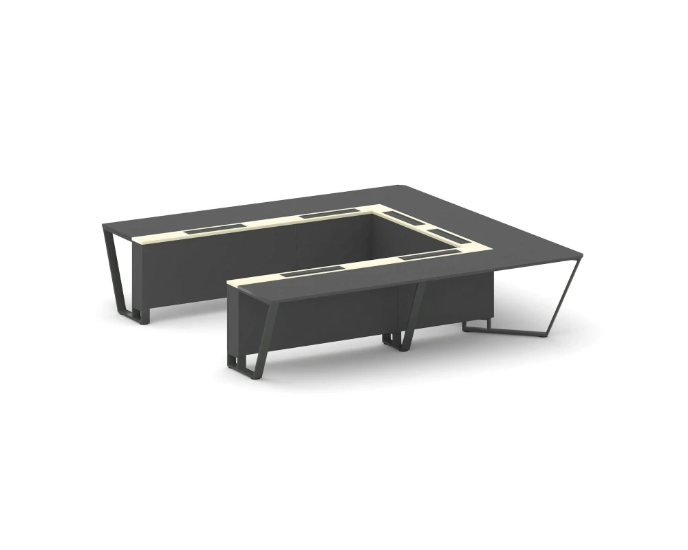 Стол переговорный П-образный ЛДСП/краш. металл/МДФ 3200x3200x750 Стил Мит / Steel Meet