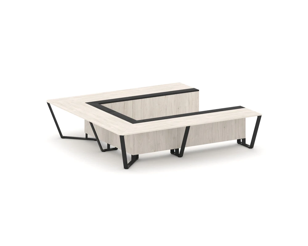 Стол переговорный П-образный ЛДСП/краш. металл/МДФ 3200x3200x750 Стил Мит / Steel Meet