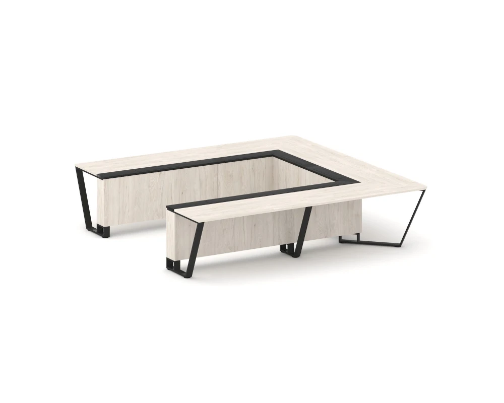 Стол переговорный П-образный ЛДСП/краш. металл/МДФ 3200x3200x750 Стил Мит / Steel Meet