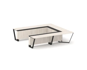 Стол переговорный П-образный ЛДСП/краш. металл/МДФ 3200x3200x750 Стил Мит / Steel Meet images