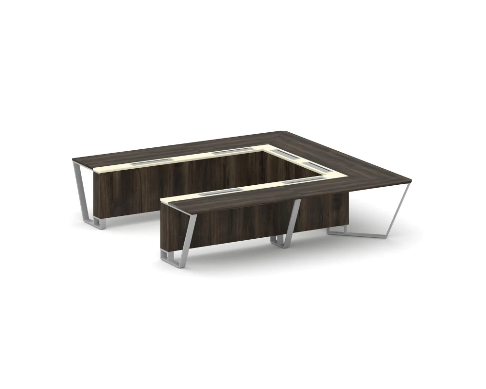 Стол переговорный П-образный ЛДСП/краш. металл/МДФ 3200x3200x750 Стил Мит / Steel Meet