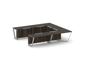 Стол переговорный П-образный ЛДСП/краш. металл/МДФ 3200x3200x750 Стил Мит / Steel Meet images