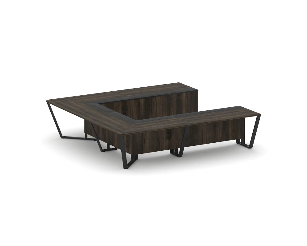 Стол переговорный П-образный ЛДСП/краш. металл/МДФ 3200x3200x750 Стил Мит / Steel Meet