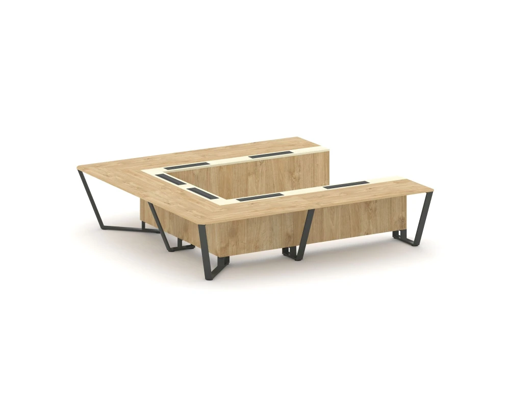 Стол переговорный П-образный ЛДСП/краш. металл/МДФ 3200x3200x750 Стил Мит / Steel Meet