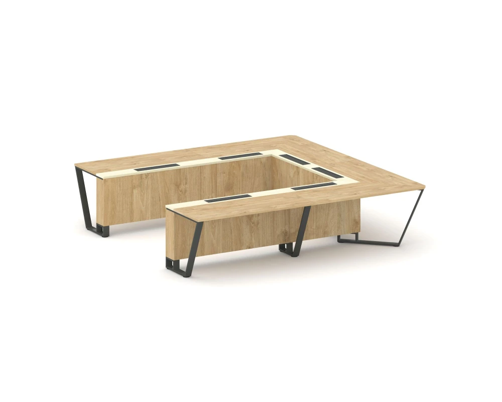 Стол переговорный П-образный ЛДСП/краш. металл/МДФ 3200x3200x750 Стил Мит / Steel Meet