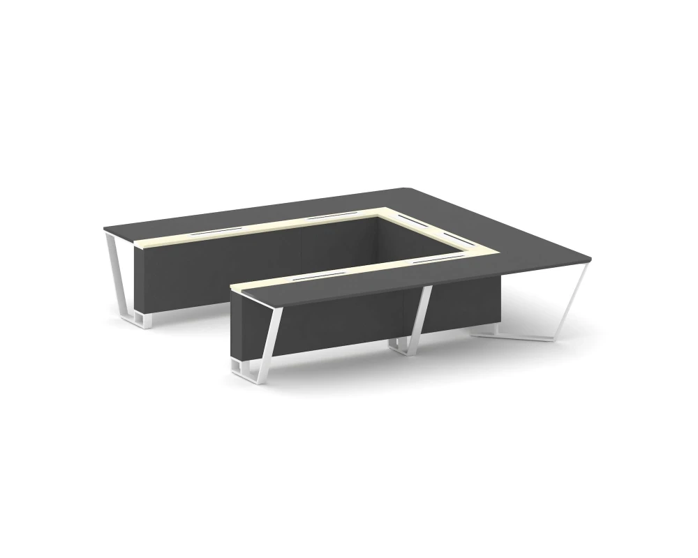 Стол переговорный П-образный ЛДСП/краш. металл/МДФ 3200x3200x750 Стил Мит / Steel Meet