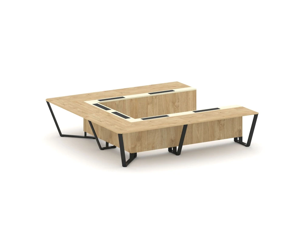 Стол переговорный П-образный ЛДСП/краш. металл/МДФ 3200x3200x750 Стил Мит / Steel Meet