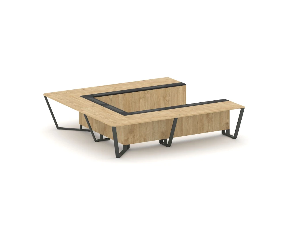 Стол переговорный П-образный ЛДСП/краш. металл/МДФ 3200x3200x750 Стил Мит / Steel Meet