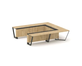 Стол переговорный П-образный ЛДСП/краш. металл/МДФ 3200x3200x750 Стил Мит / Steel Meet images