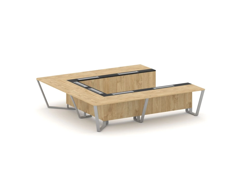 Стол переговорный П-образный ЛДСП/краш. металл/МДФ 3200x3200x750 Стил Мит / Steel Meet