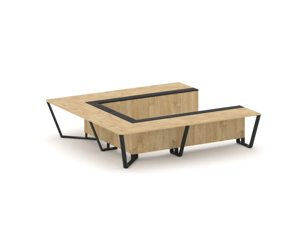 Стол переговорный П-образный ЛДСП/краш. металл/МДФ 3200x3200x750 Стил Мит / Steel Meet