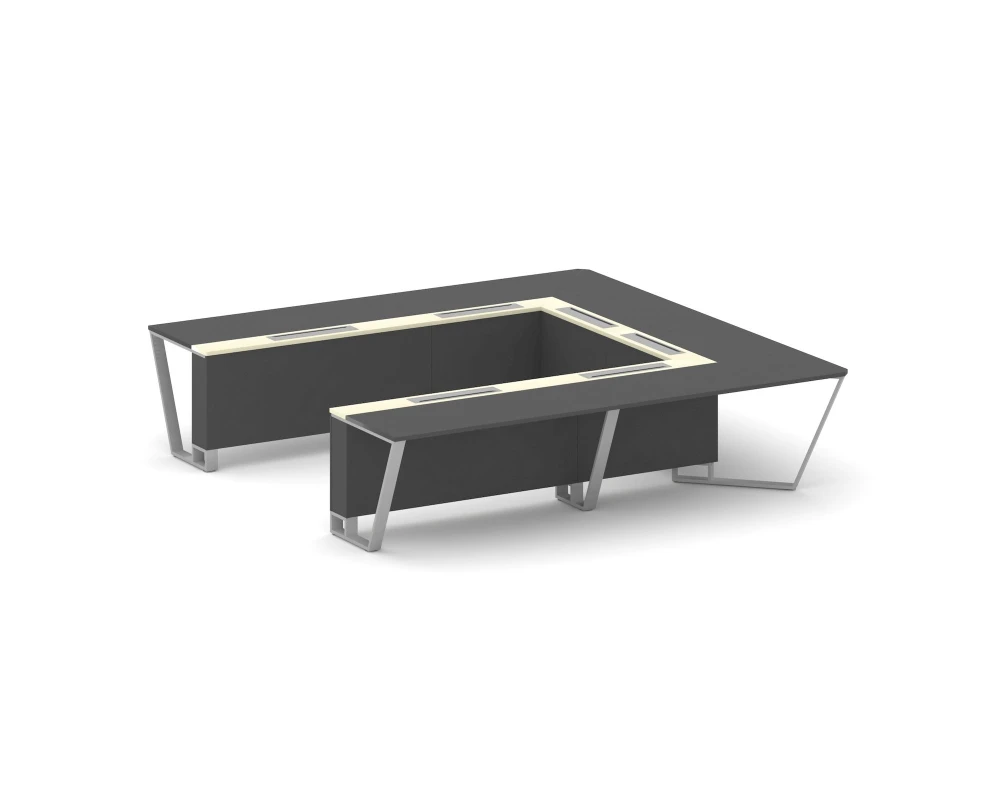 Стол переговорный П-образный ЛДСП/краш. металл/МДФ 3200x3200x750 Стил Мит / Steel Meet