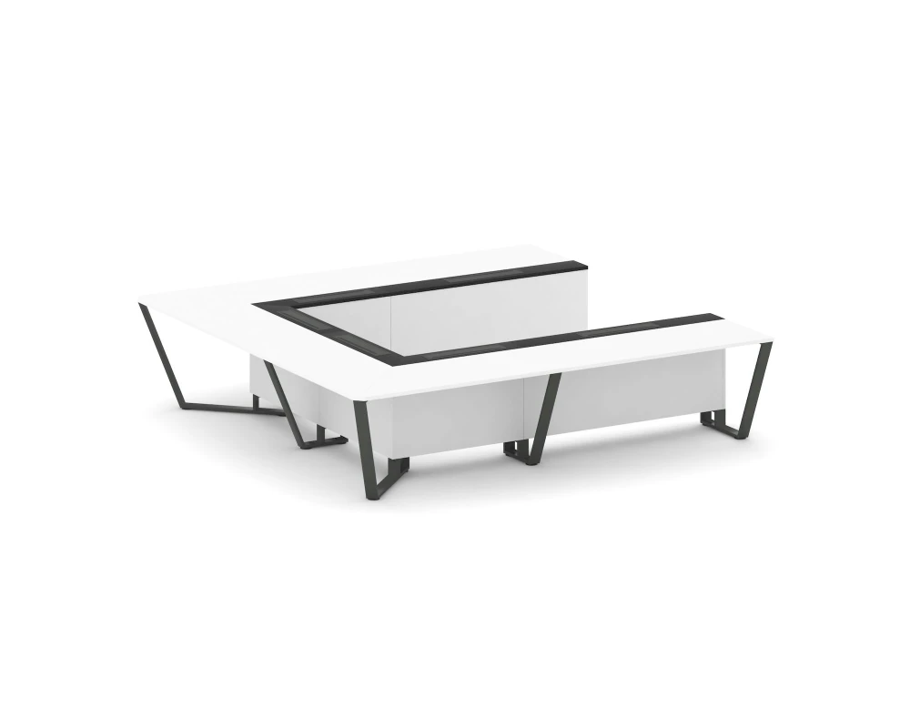 Стол переговорный П-образный ЛДСП/краш. металл/МДФ 3200x3200x750 Стил Мит / Steel Meet