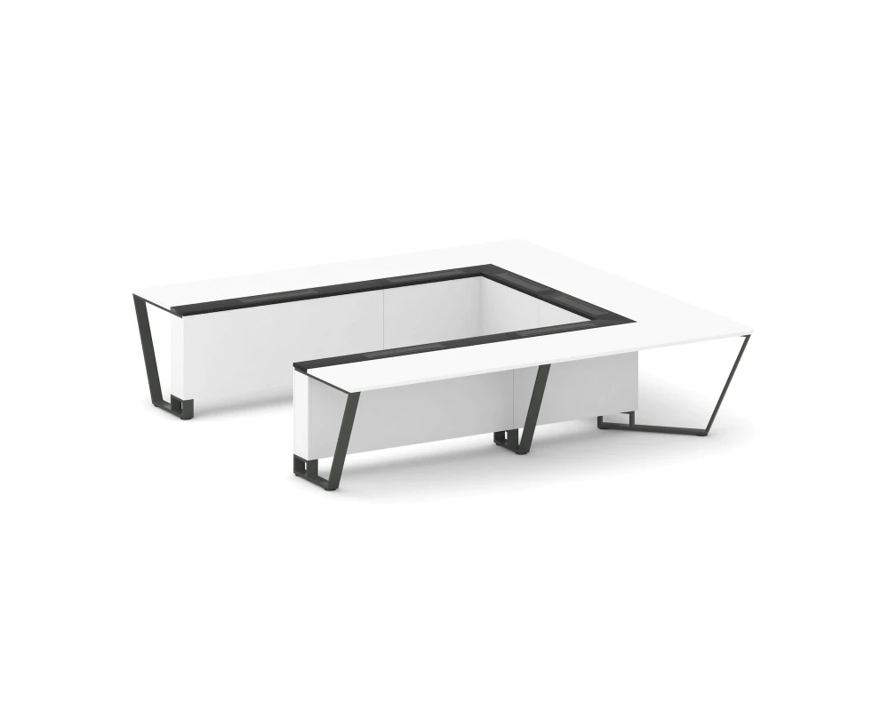 Стол переговорный П-образный ЛДСП/краш. металл/МДФ 3200x3200x750 Стил Мит / Steel Meet