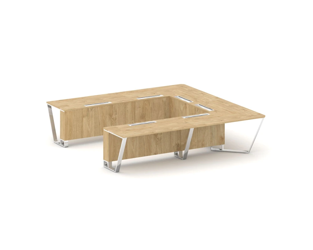 Стол переговорный П-образный ЛДСП/нерж. сталь 3200x3200x750 Стил Мит / Steel Meet