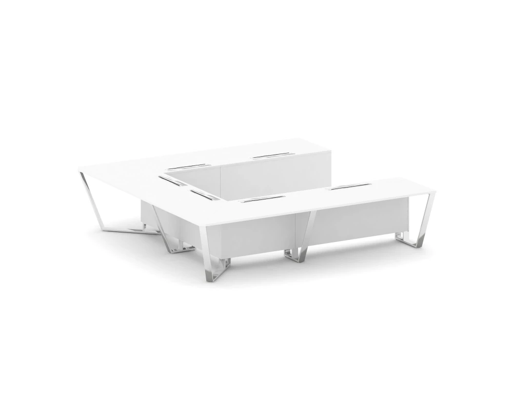 Стол переговорный П-образный ЛДСП/нерж. сталь 3200x3200x750 Стил Мит / Steel Meet