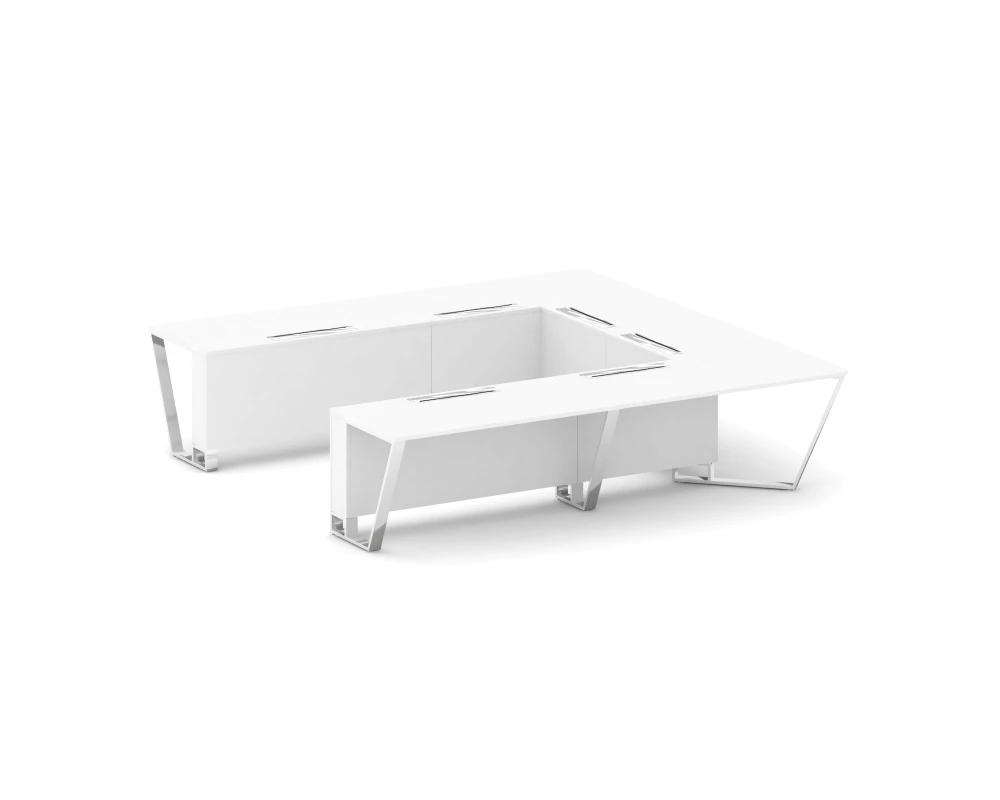 Стол переговорный П-образный ЛДСП/нерж. сталь 3200x3200x750 Стил Мит / Steel Meet