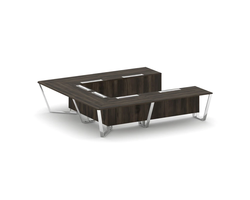 Стол переговорный П-образный ЛДСП/нерж. сталь 3200x3200x750 Стил Мит / Steel Meet