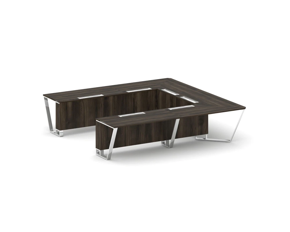 Стол переговорный П-образный ЛДСП/нерж. сталь 3200x3200x750 Стил Мит / Steel Meet