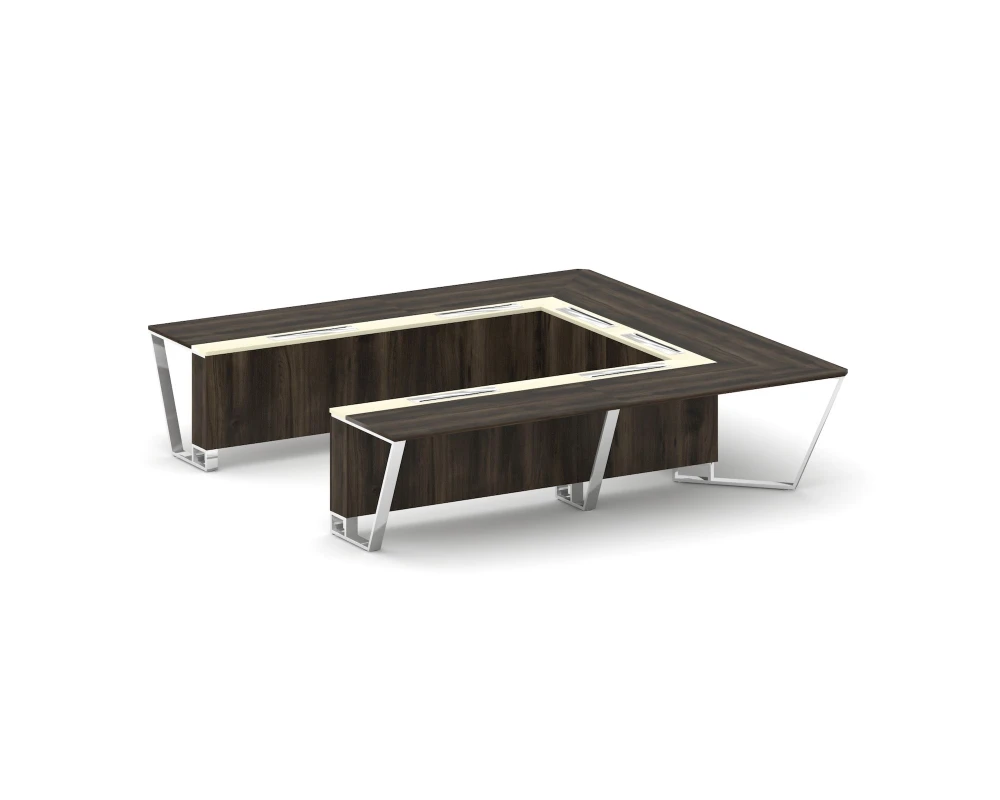 Стол переговорный П-образный ЛДСП/нерж. сталь/МДФ 3200x3200x750 Стил Мит / Steel Meet