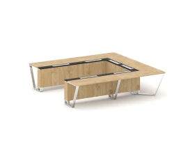 Стол переговорный П-образный ЛДСП/нерж. сталь/МДФ 3200x3200x750 Стил Мит / Steel Meet images