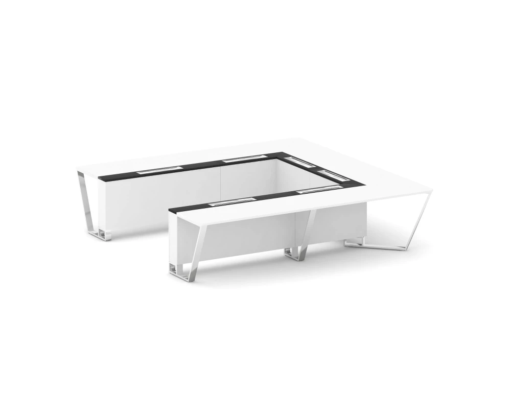 Стол переговорный П-образный ЛДСП/нерж. сталь/МДФ 3200x3200x750 Стил Мит / Steel Meet