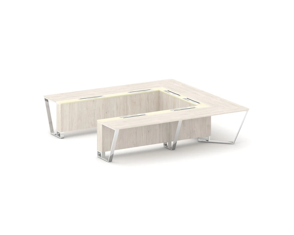 Стол переговорный П-образный ЛДСП/нерж. сталь/МДФ 3200x3200x750 Стил Мит / Steel Meet