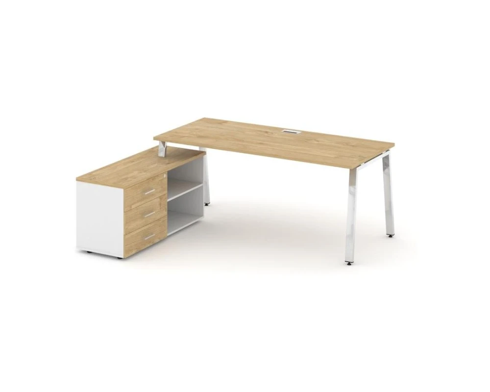 Стол письменный с греденцией левой на А-образном каркасе 1380x700x750 Стайл Проджект Директ Люкс / Style Project Direct Lux