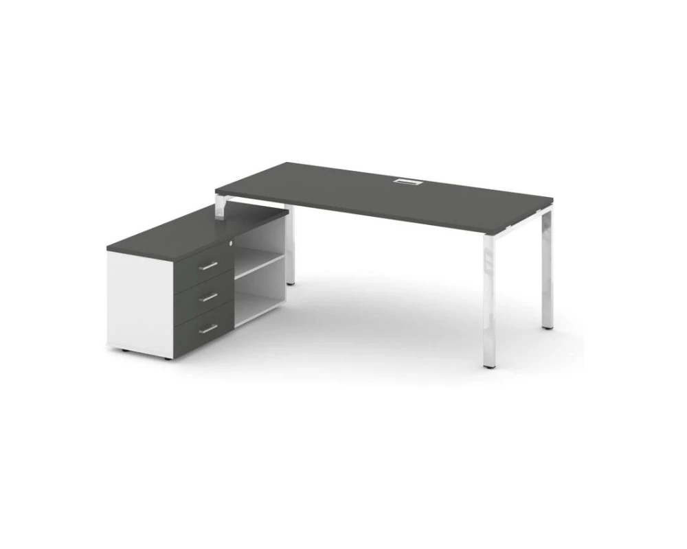 Стол письменный с греденцией левой на П-образном каркасе 1380x700x750 Стайл Проджект Директ Люкс / Style Project Direct Lux