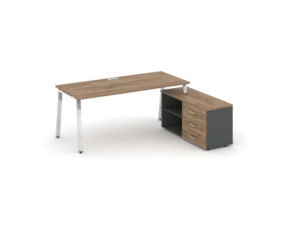 Стол письменный с греденцией правой на А-образном каркасе 1580x700x750 Стайл Проджект Директ Люкс / Style Project Direct Lux