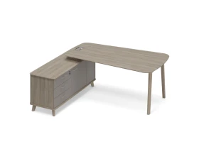 Стoл руководителя на опорной тумбе левый (тип 3) WOOD Time Wood images