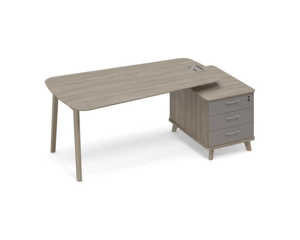 Стол руководителя на опорной тумбе малой (тип 3) WOOD Time Wood