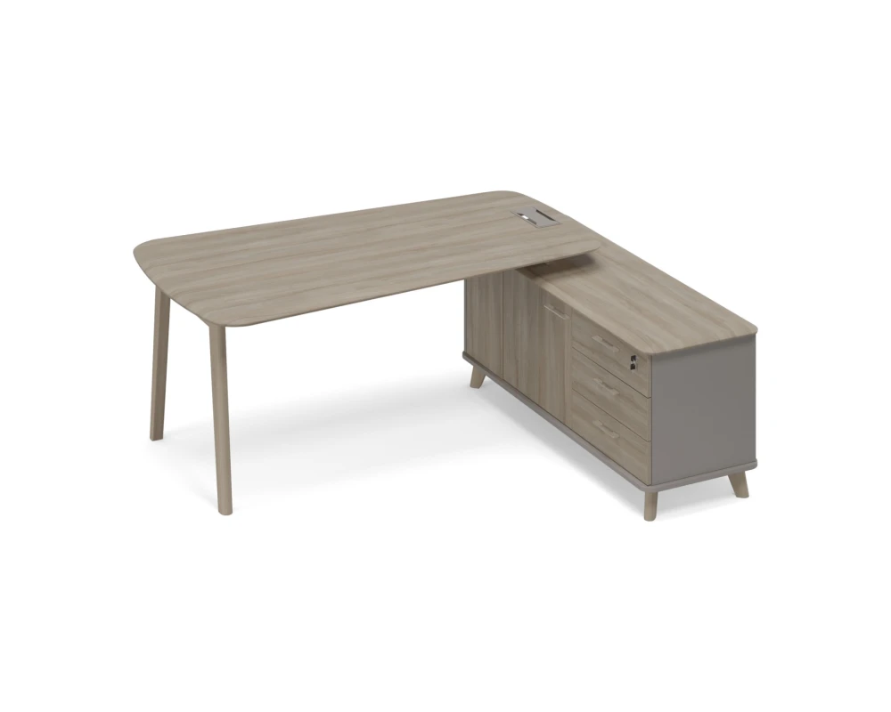 Стoл руководителя на опорной тумбе правый (тип 3) WOOD Time Wood