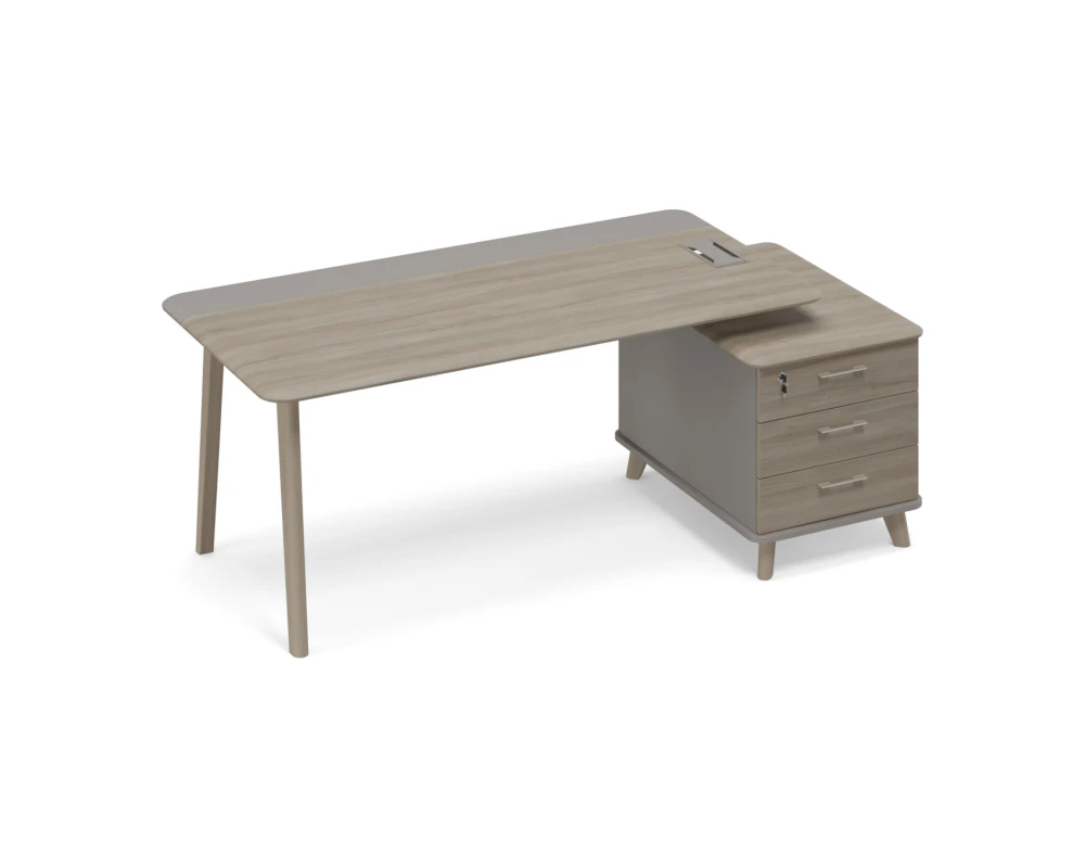 Стол руководителя правый комбинированный с тумбой малой тип 1 WOOD Time Wood