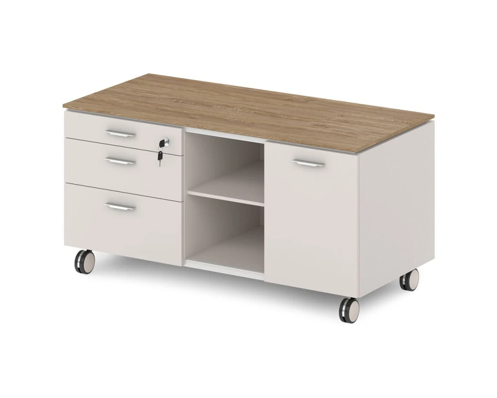 Греденция подкатная с замком на 1 ящик и дверью-купе 1200x590x605 Грандэса / Grandeza