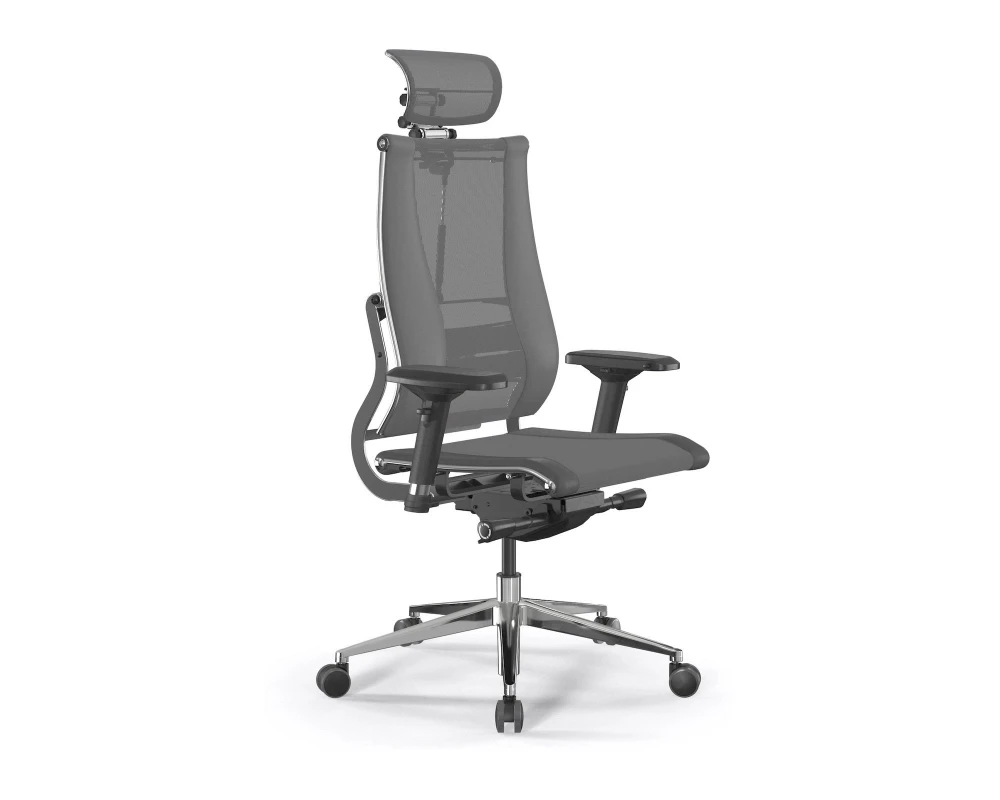 Кресло METTA M B2-14D M26.B32.G25.W03 Сетка/Экокожа, Серый/Темно-серый