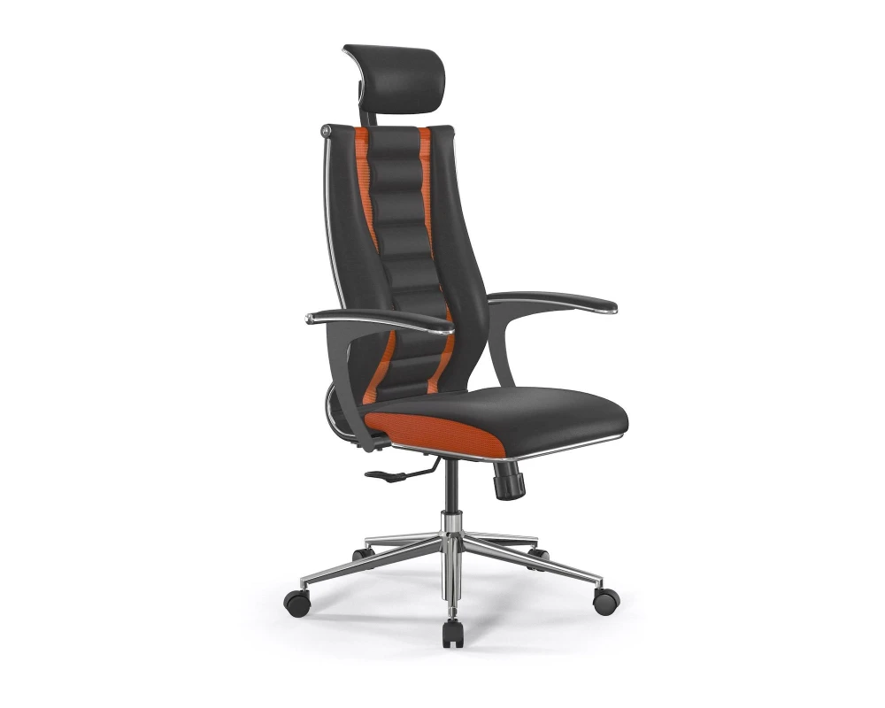 Кресло ErgoLife SynchroSit 10 B2-160U M20.B23.G18.W01 Сетка/Экокожа, Черный/Оранжевый
