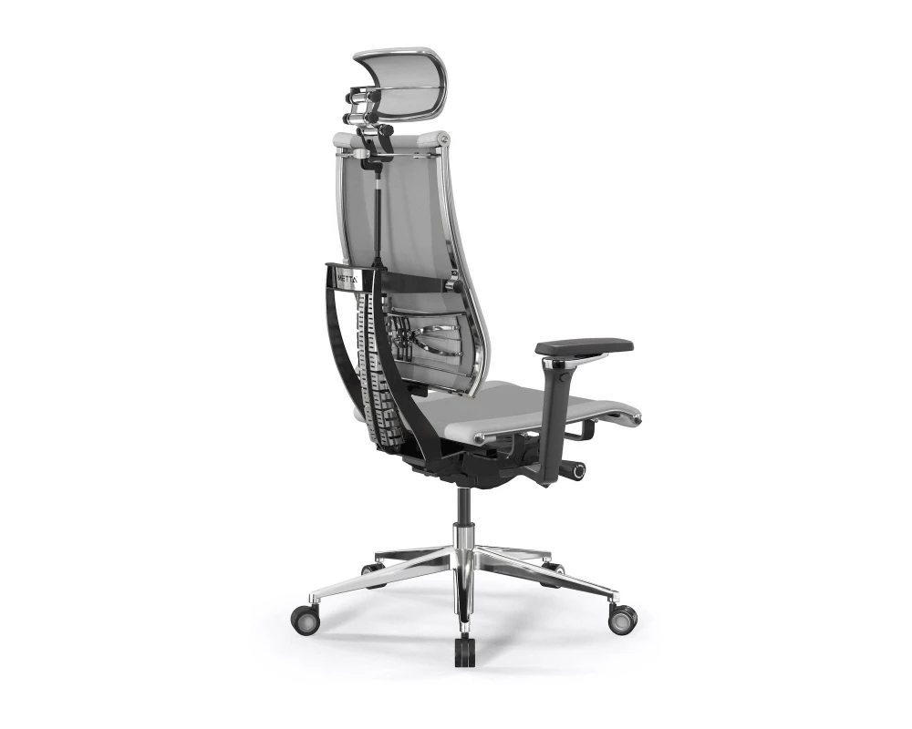 Кресло Y 4DF B2-14D M26.B35.G25.W04 (подгл.1) Сетка/Экокожа, Светло-серый/Белый